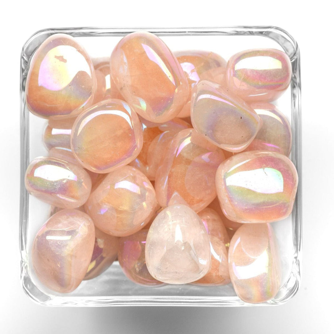healing crystals: angel aura rose quartz tumbled stone