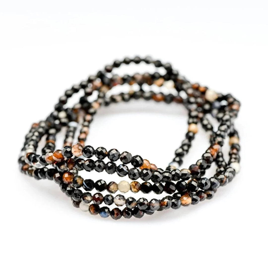 Black Agate Faceted Crystal Bracelets