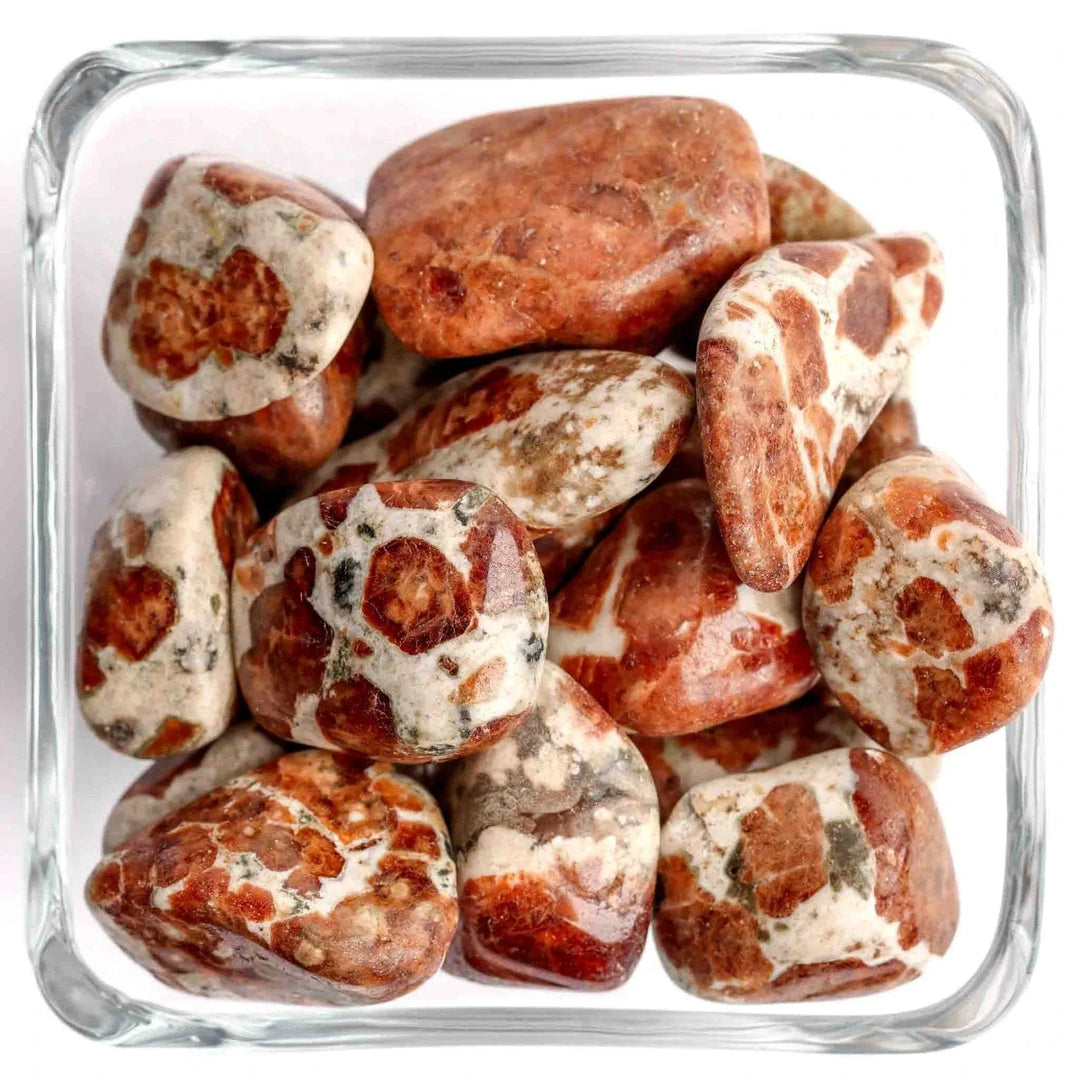 Garnet in Limestone Tumbled Stone - Polished