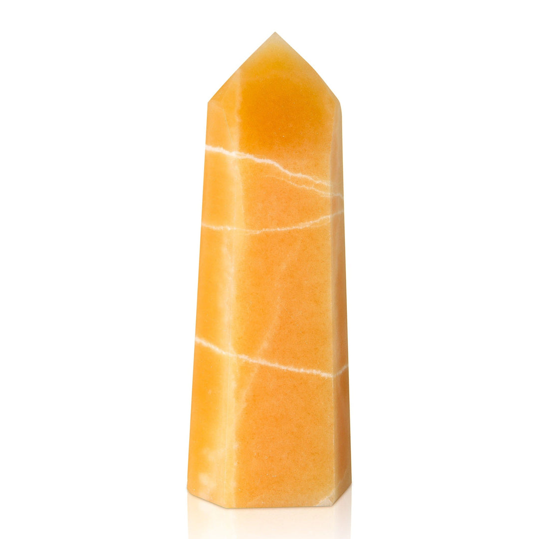 Orange Calcite Point - Polished - Flat Base