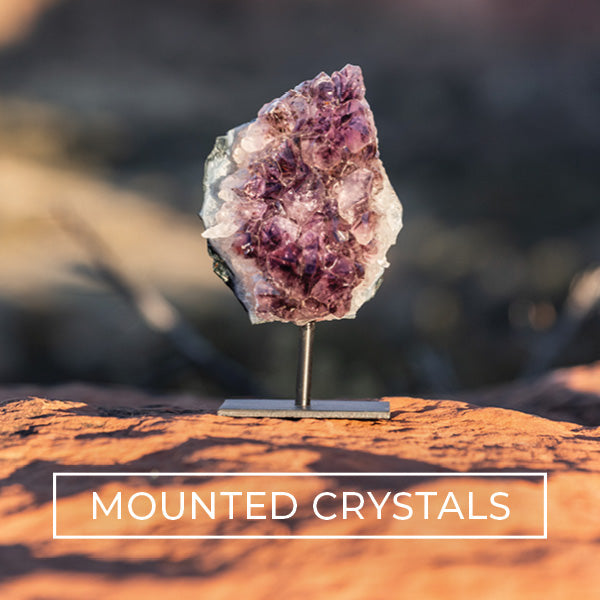 amethyst crystal on a stand in sedona arizona