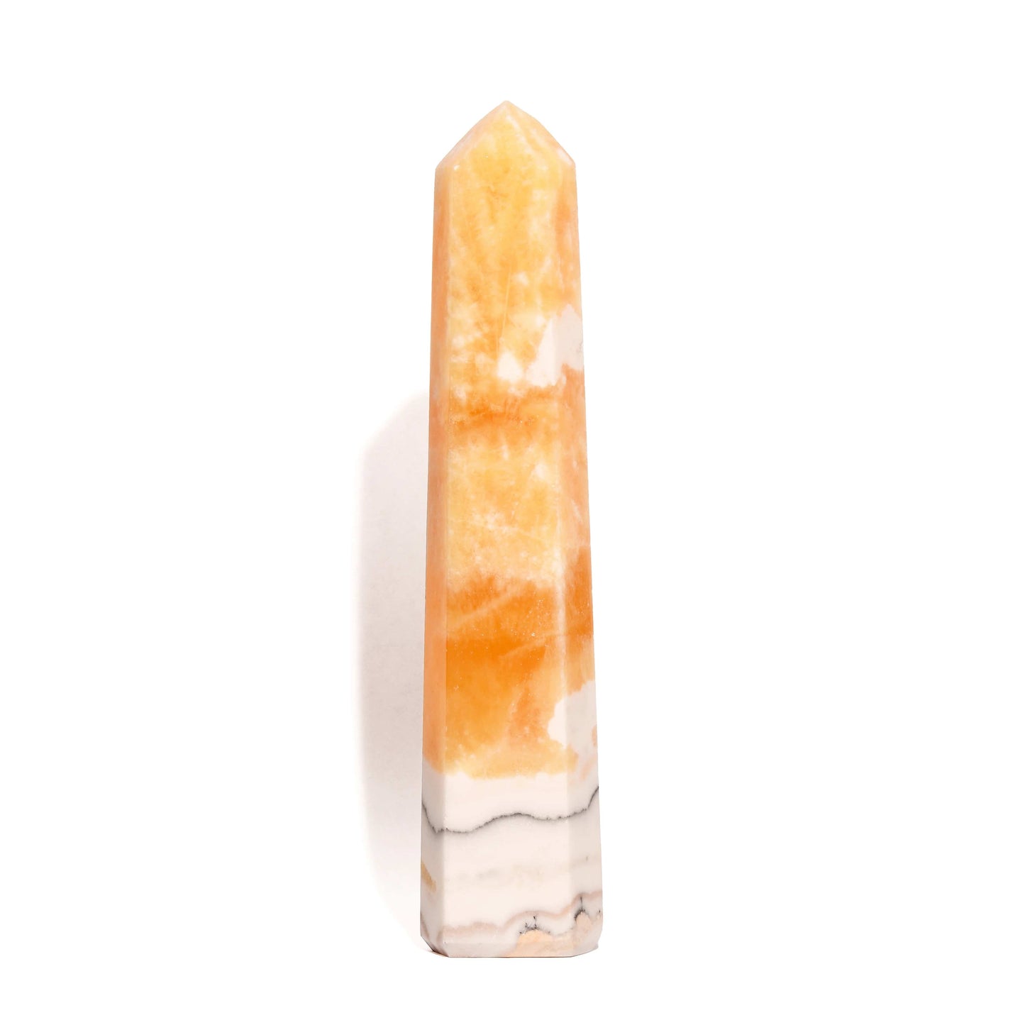 6.1 inch tall Orange Calcite Point - Polished - Flat Base
