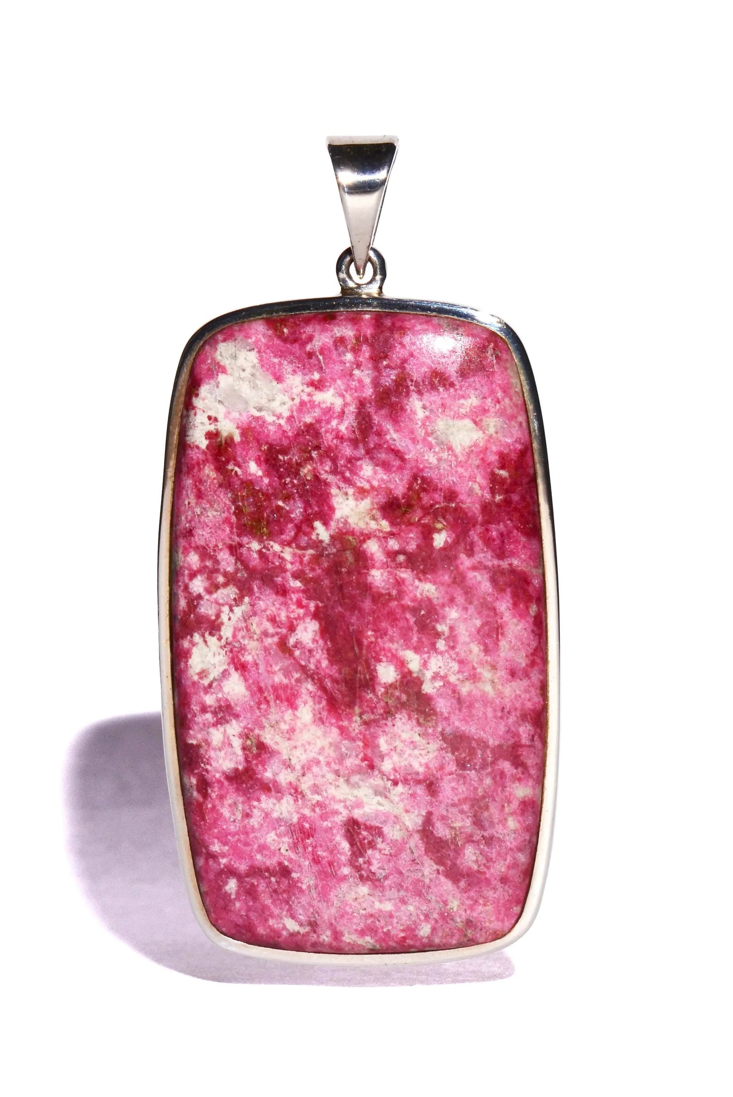 Pink Thulite Sterling Silver Pendant - Rectangular