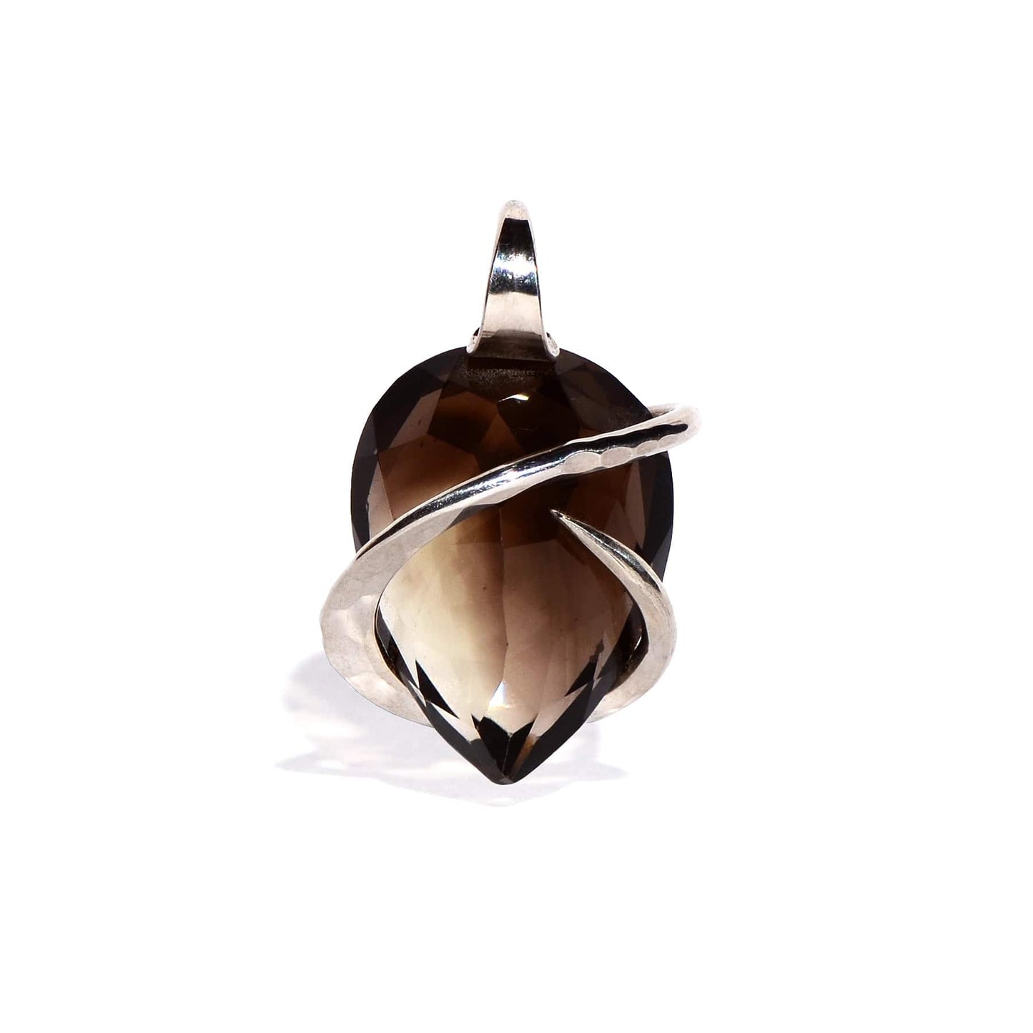 Smoky Quartz Faceted Sterling Silver Cranston Pendant - Teardrop Crystal
