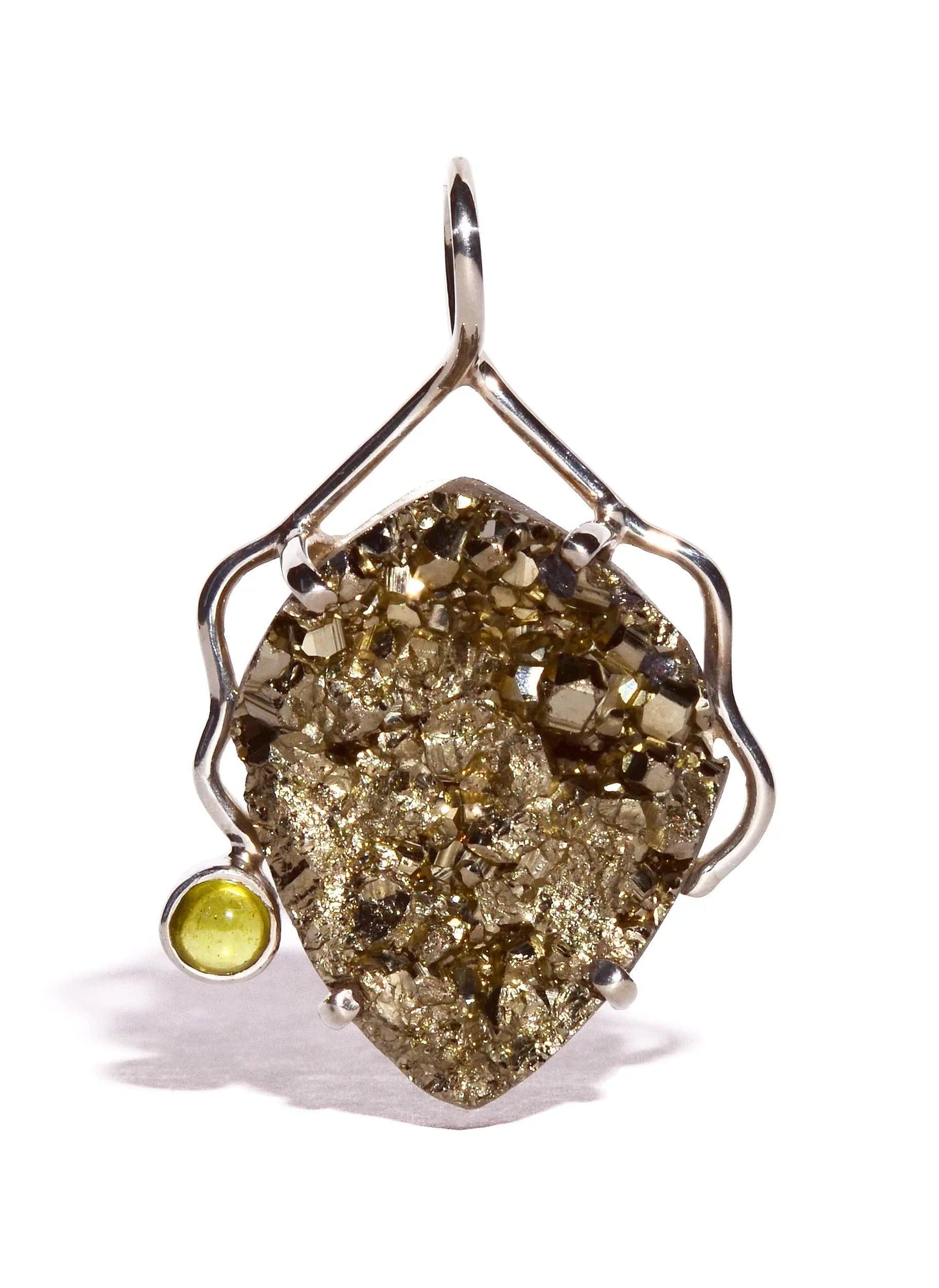 Pyrite with Peridot Sterling Silver Pendant