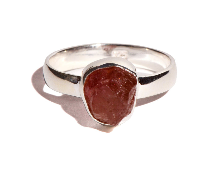 Pink Tourmaline Rough Sterling Silver Ring - Rough Crystal