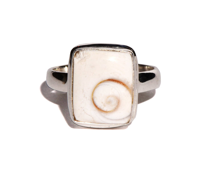 Shiva Shell Sterling Silver Ring - Rectangle