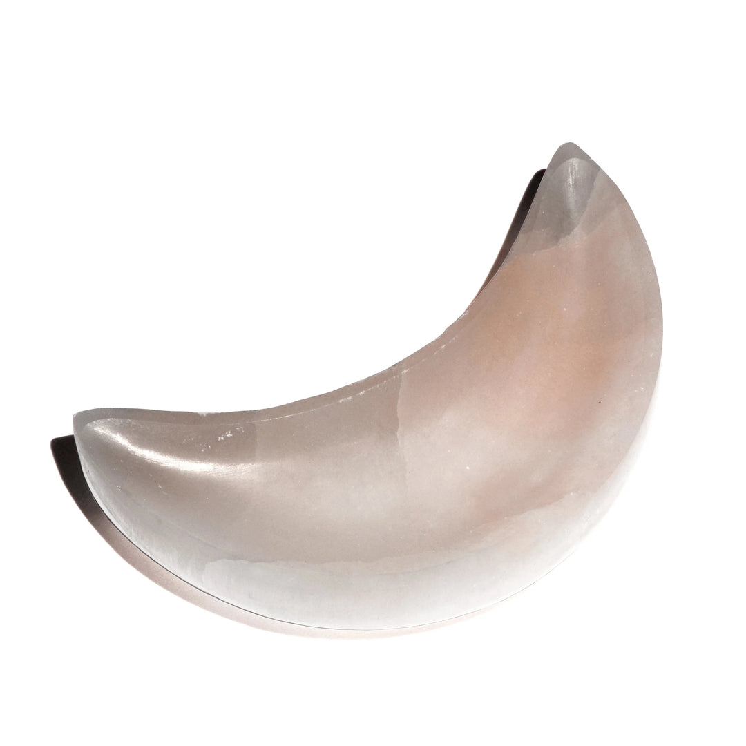 Selenite Bowl Polished Crescent Moon Shape Crystal Carving