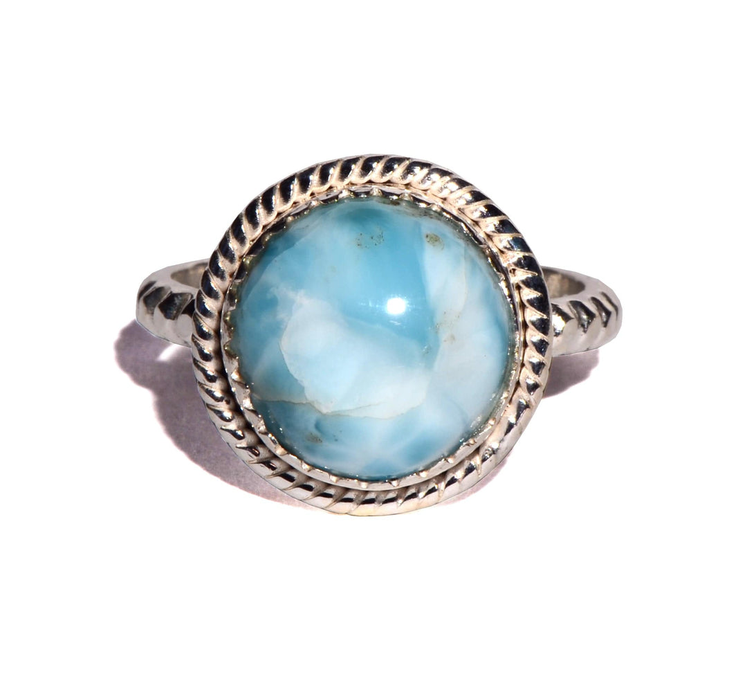 Larimar Sterling Silver Ring - Round