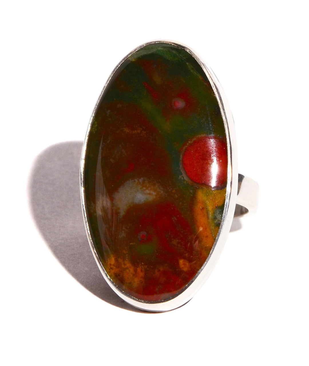 Bloodstone Sterling Silver Adjustable Ring
