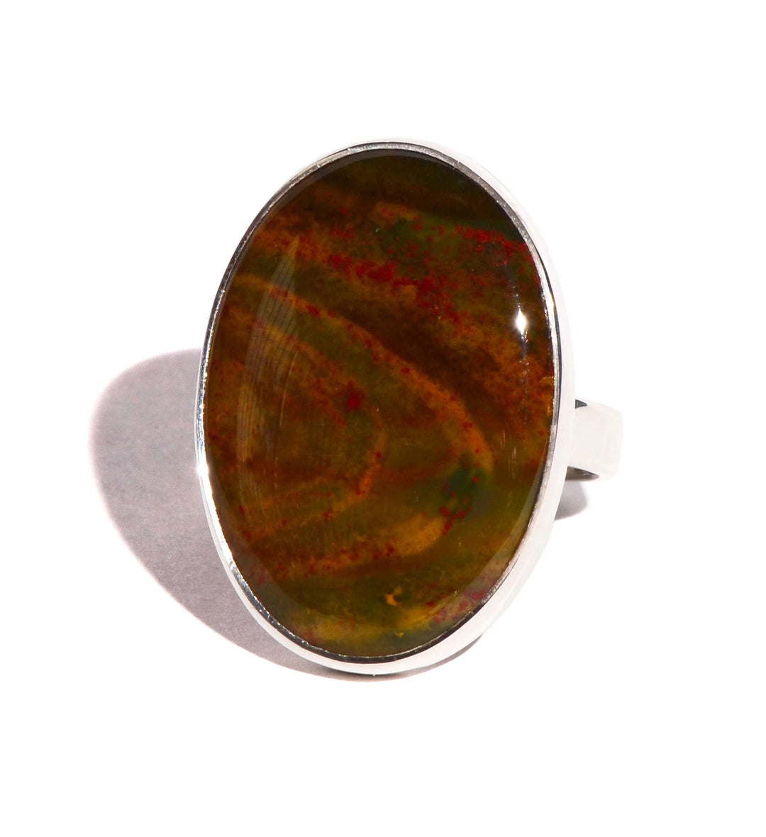 Bloodstone Sterling Silver Adjustable Ring