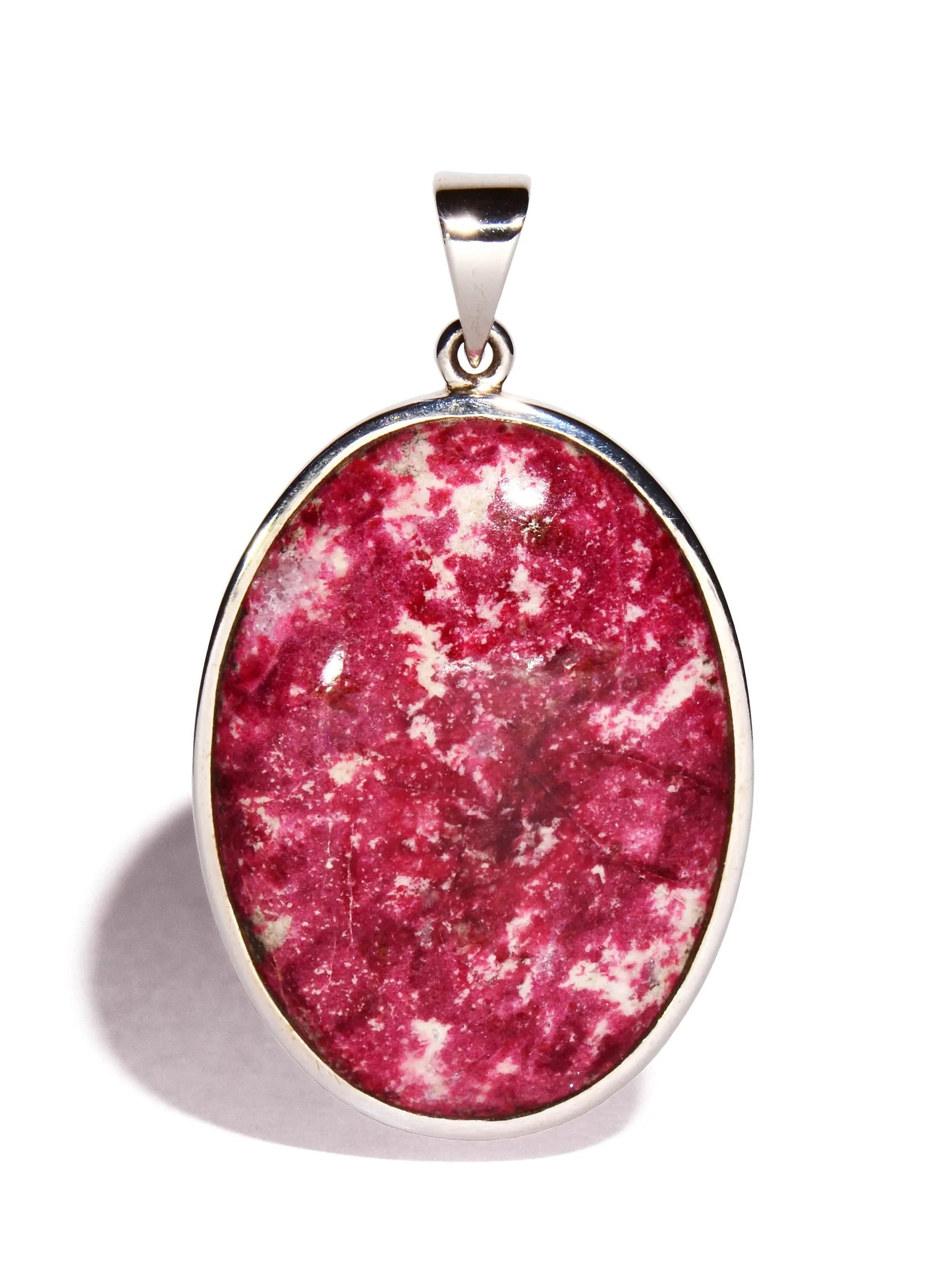 Pink Thulite Sterling Silver Pendant - Oval