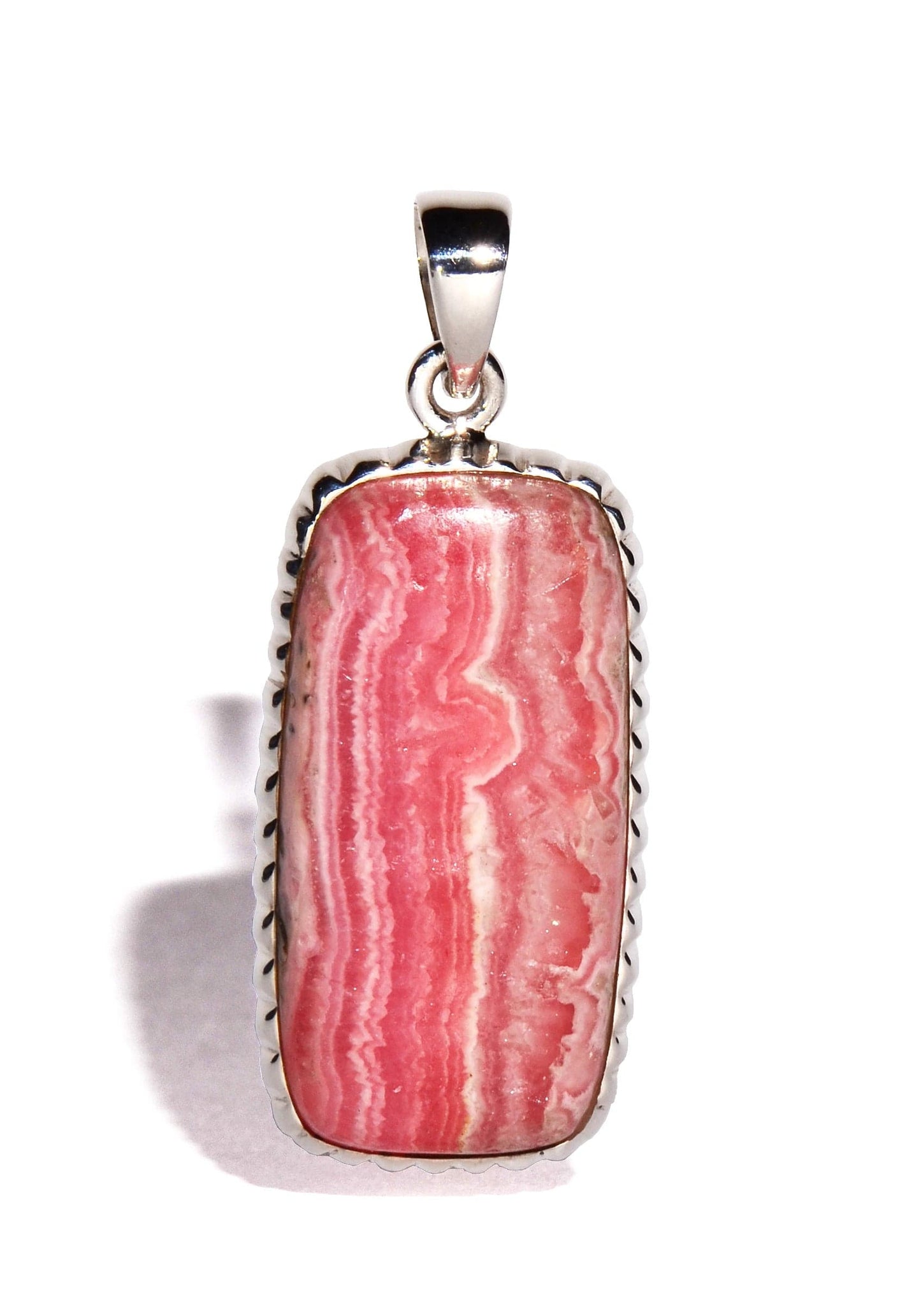 Rhodochrosite Sterling Silver Pendant - Rectangular