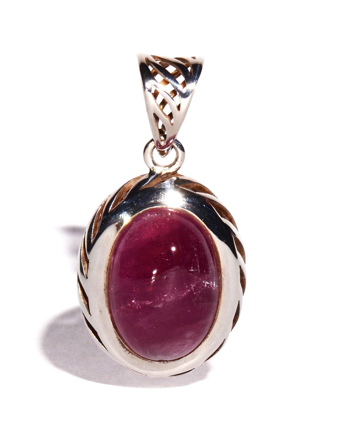 Pink Tourmaline Sterling Silver Pendant - Oval