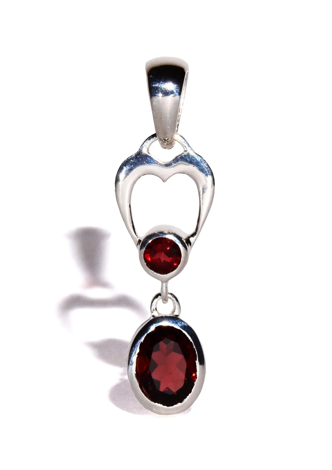 Garnet Sterling Silver Pendant - Faceted Crystals