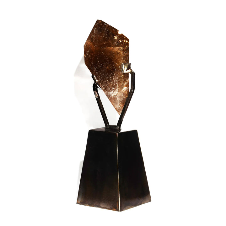 Smoky Quartz Rutilated Form on Custom Stand