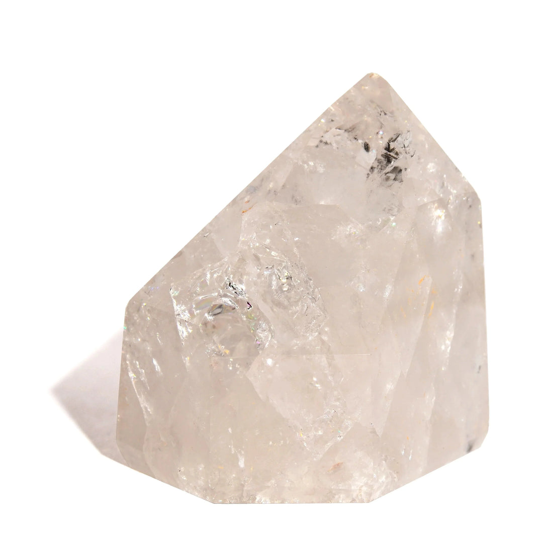 Clear Quartz Crackle Point - Flat Base