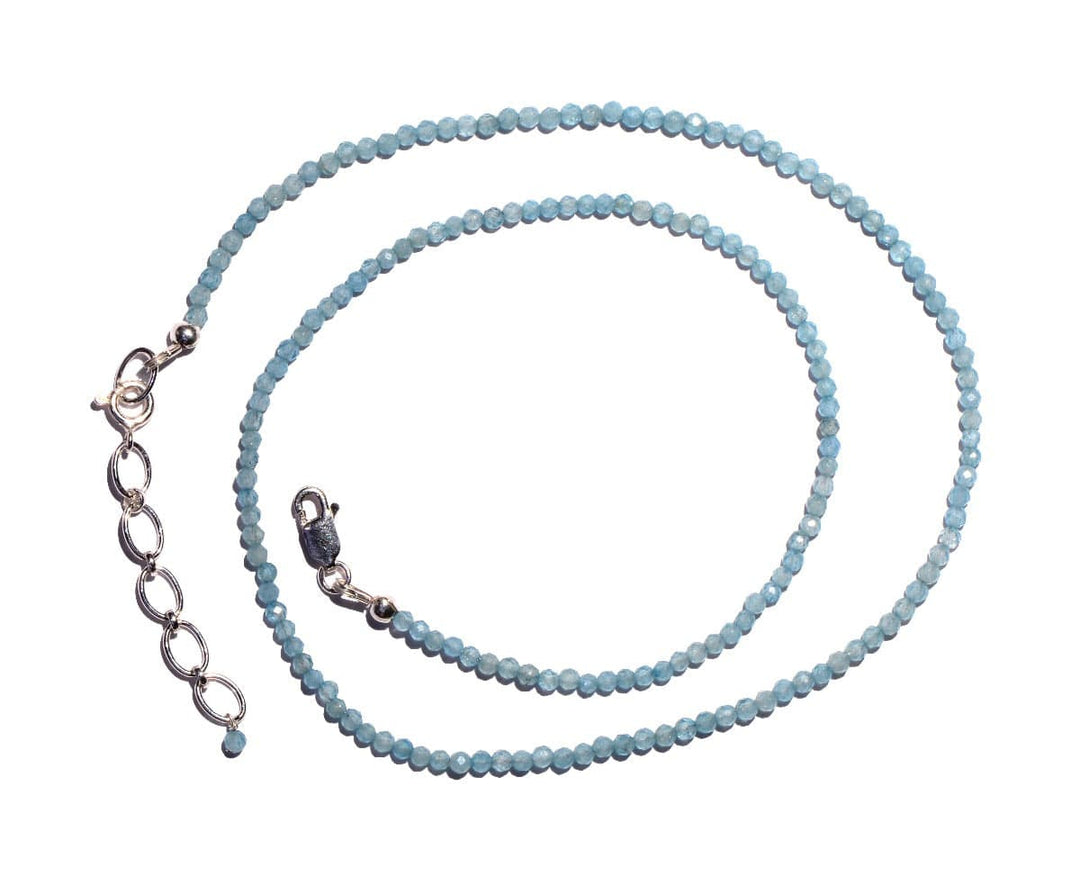 Aquamarine Faceted Microbead Necklace
