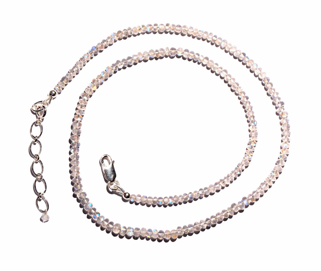 Rainbow Moonstone Microbead Necklace - Small Beads