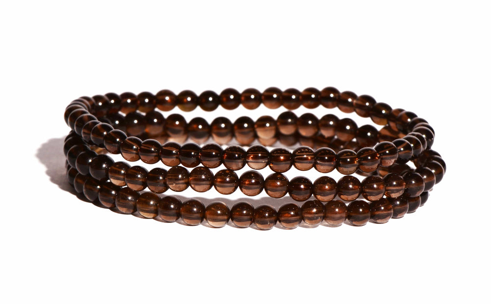 Smoky Quartz Beaded Bracelet - Small Beads - Polished