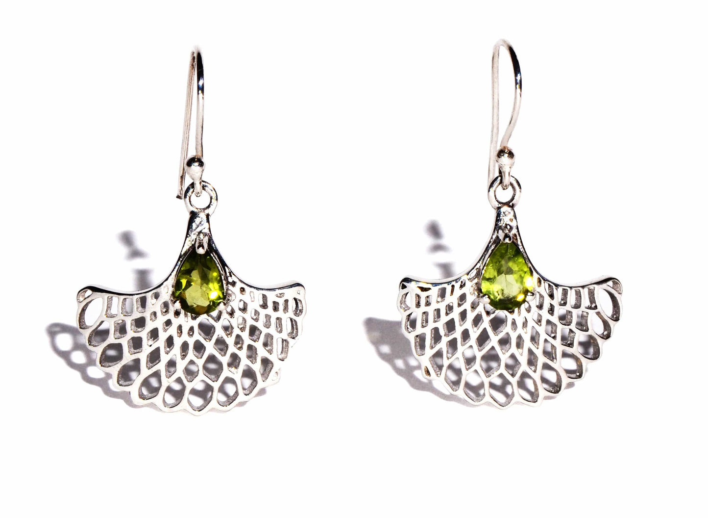 Peridot Sterling Silver Earrings - Faceted Crystals