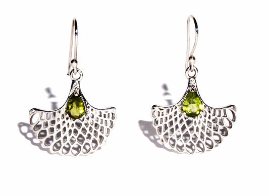 Peridot Sterling Silver Earrings - Faceted Crystals