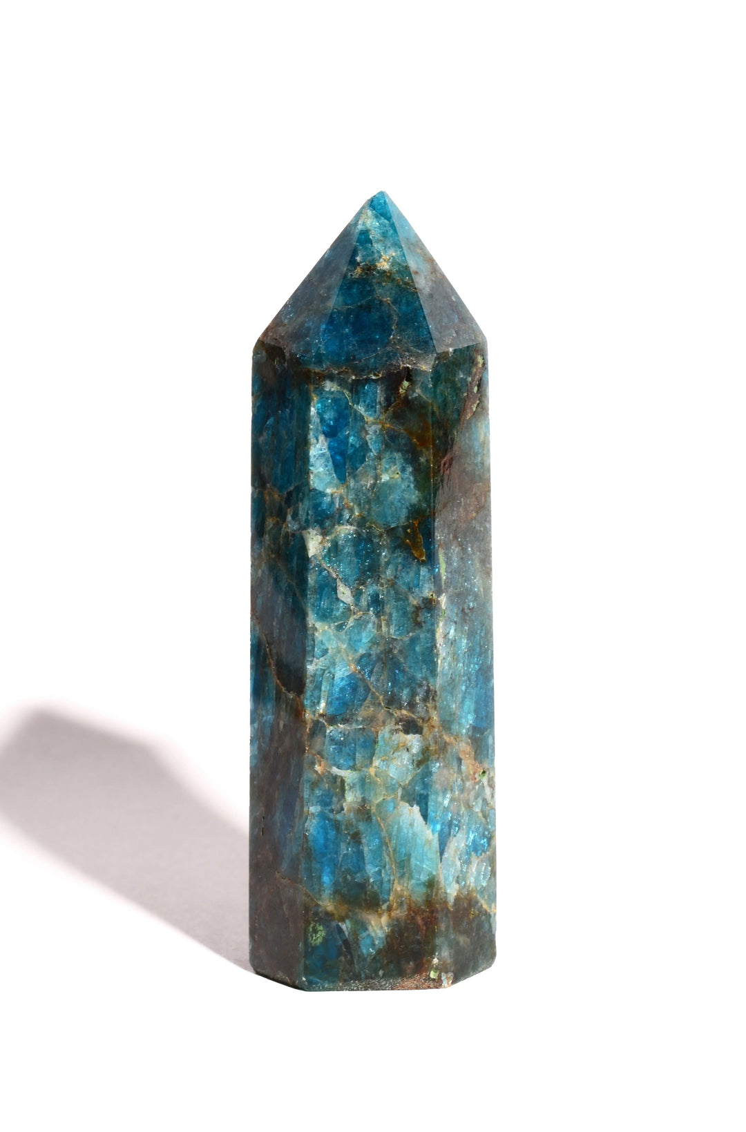 Blue Apatite Point - Flat Base - Polished