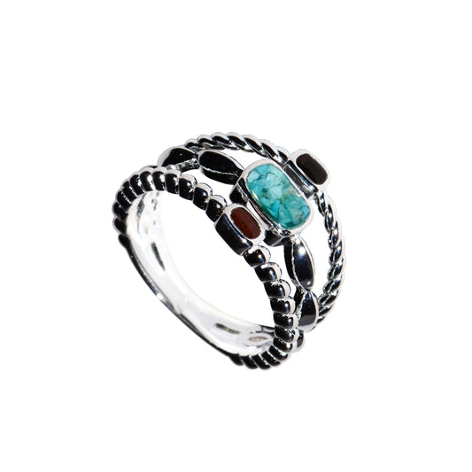 Boho Stack Ring - Turquoise/Bell Rock/Cathedral Rock Charged Ring