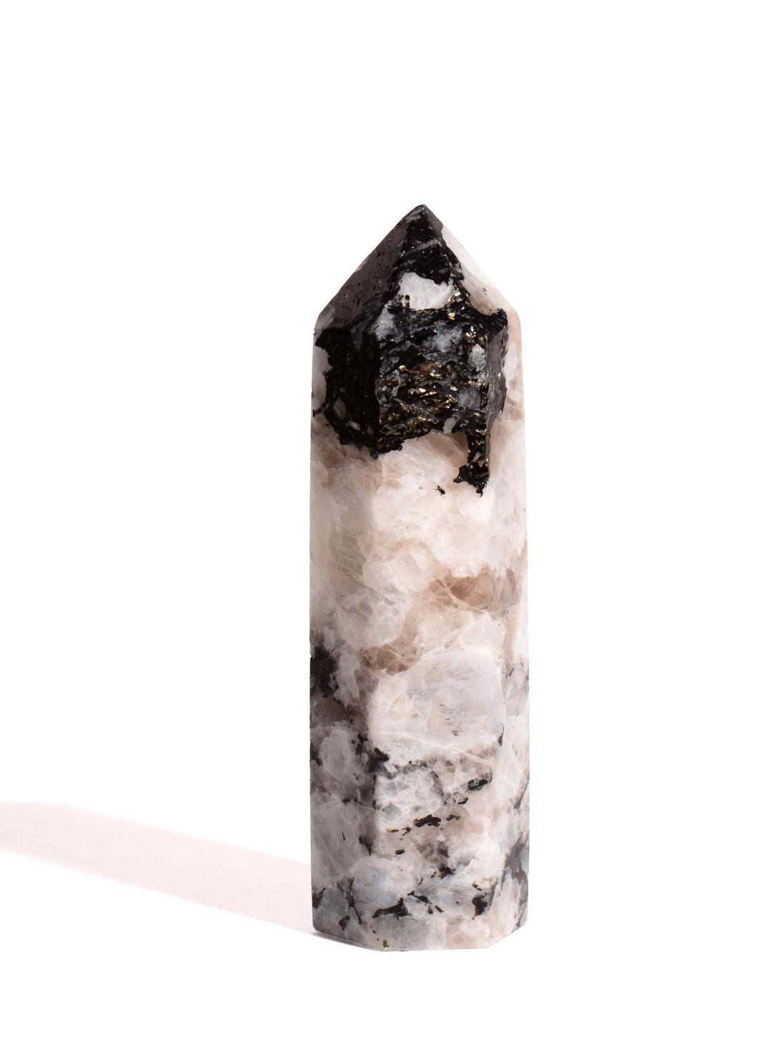 Rainbow Moonstone Point - Flat Base - Polished