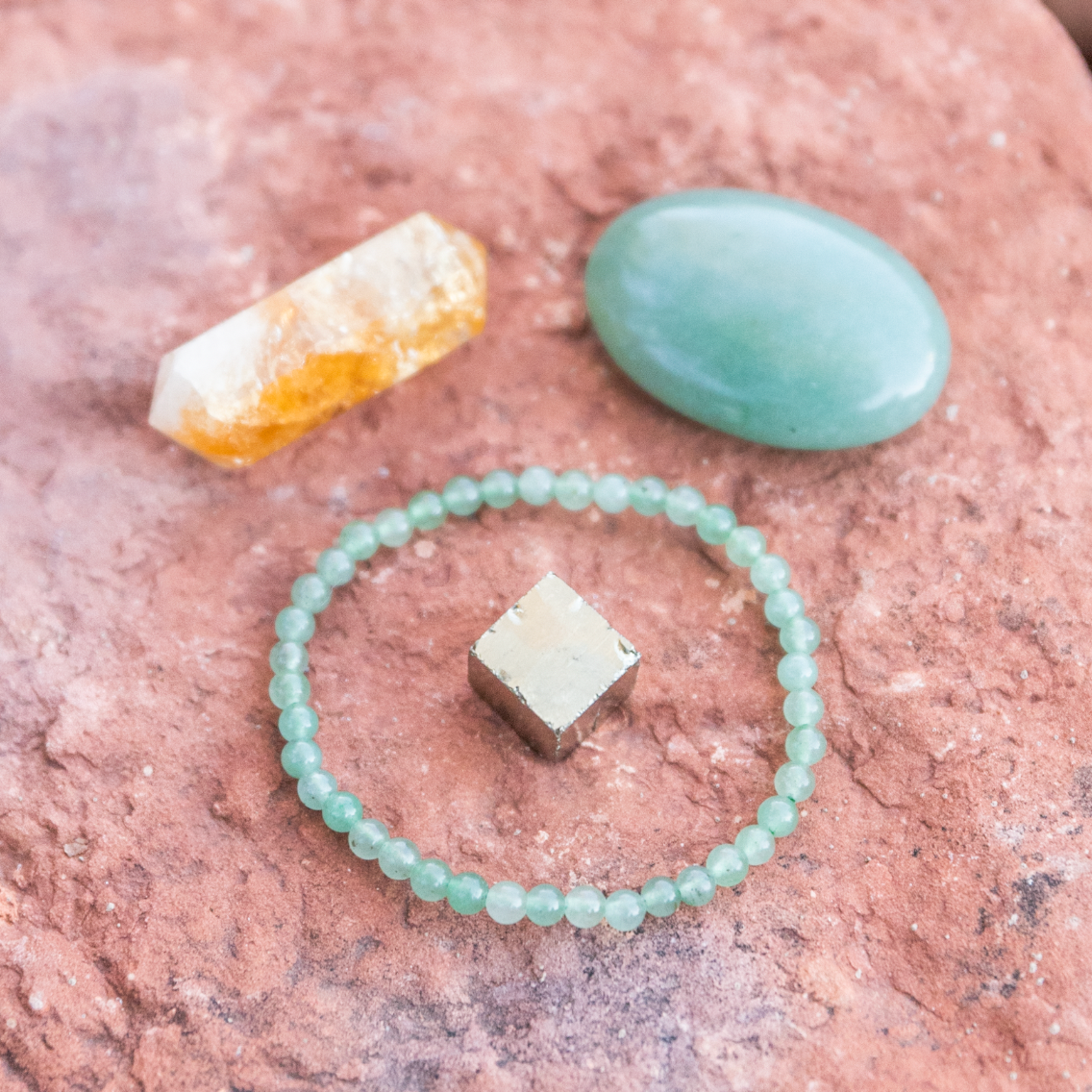healing crystals: a bundle of crystals used to help attract wealth and abundance in sedona, arizona