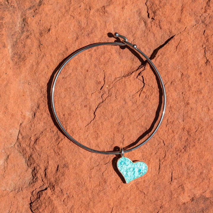 Beach Bangle Turquoise Charged Heart Bracelet