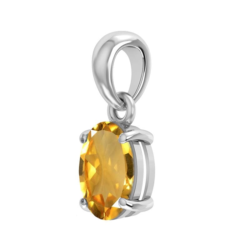 healing crystal jewelry: citrine sterling silver pendant - faceted oval crystal