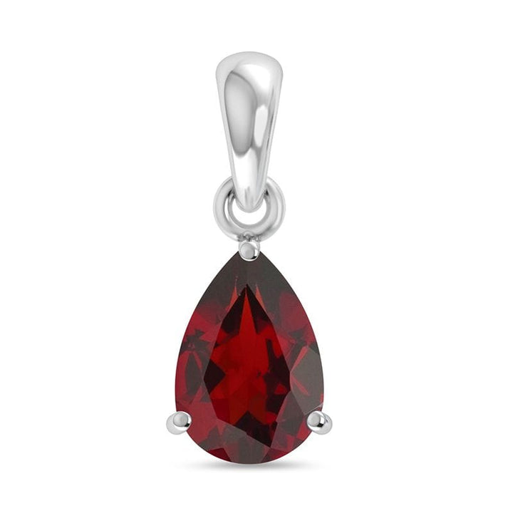 Garnet Sterling Silver Pendant - Faceted Teardrop Crystal