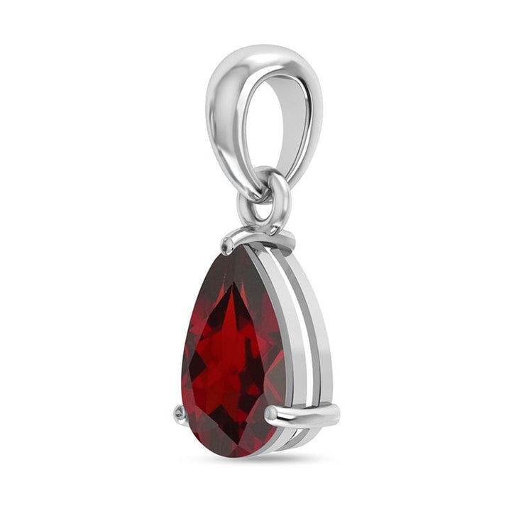 Garnet Sterling Silver Pendant - Faceted Teardrop Crystal