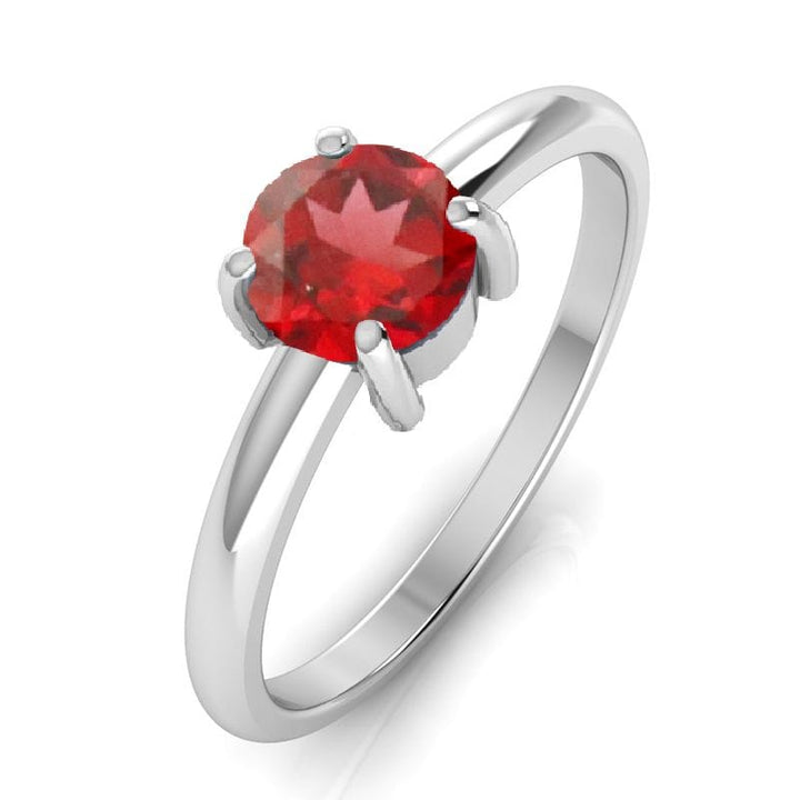 Garnet Sterling Silver Ring - Faceted Crystal