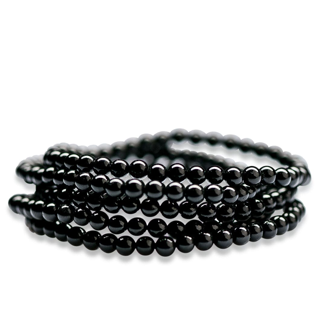 healing crystal jewelry: black tourmaline beaded bracelet