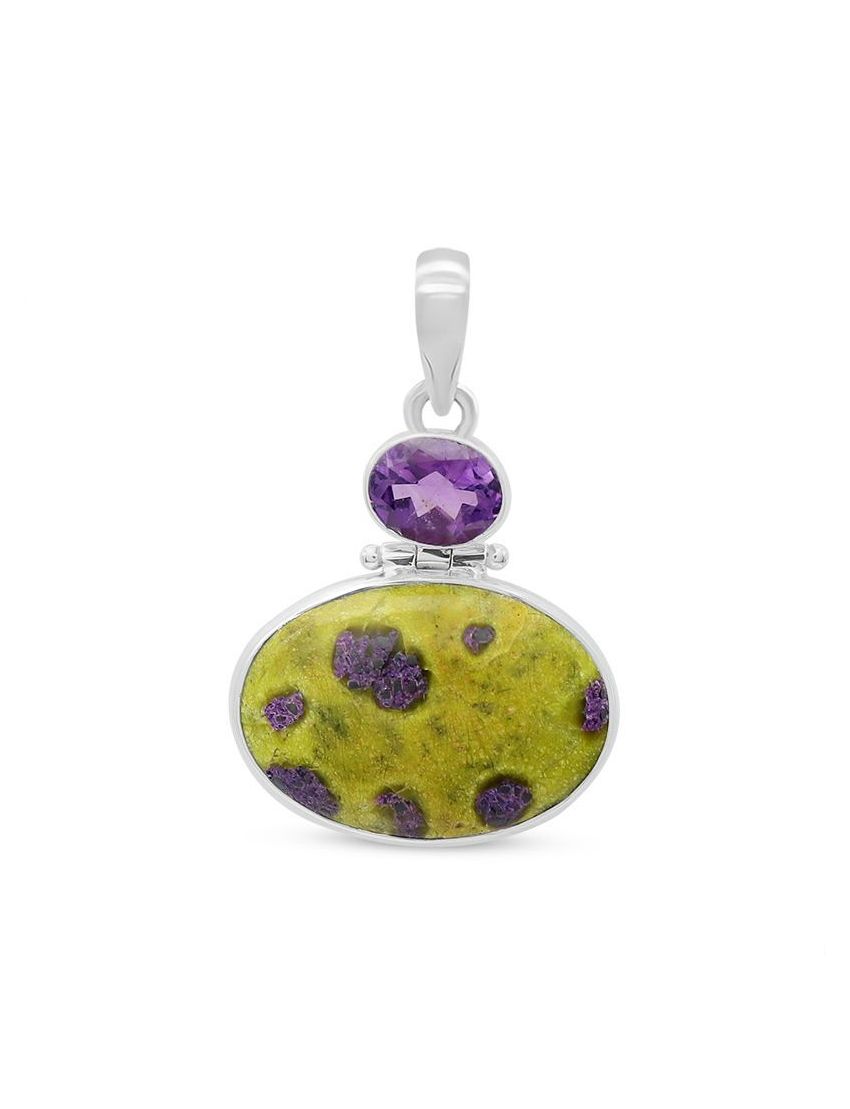Atlantasite with Amethyst Sterling Silver Pendant