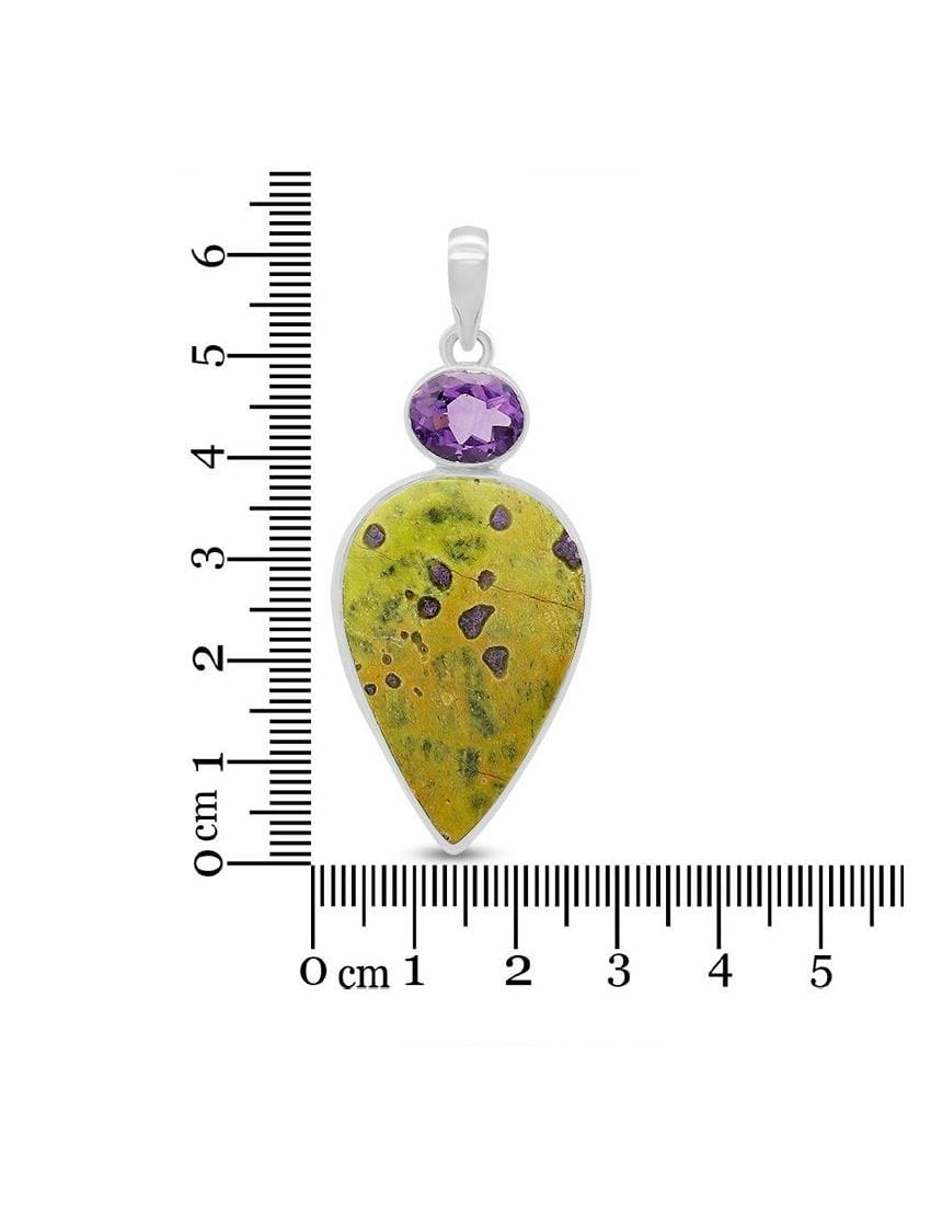 Atlantasite with Amethyst Sterling Silver Pendant
