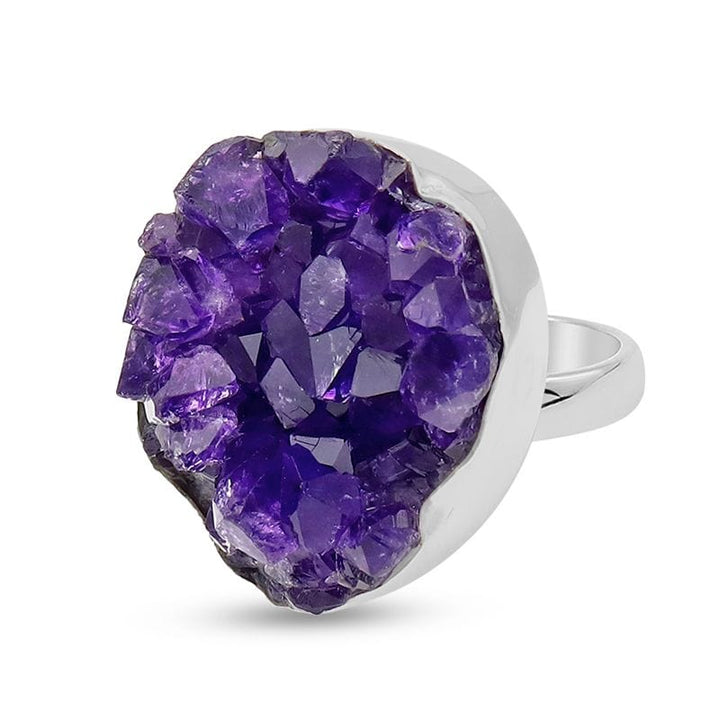 healing crystals: amethyst drusy sterling silver ring