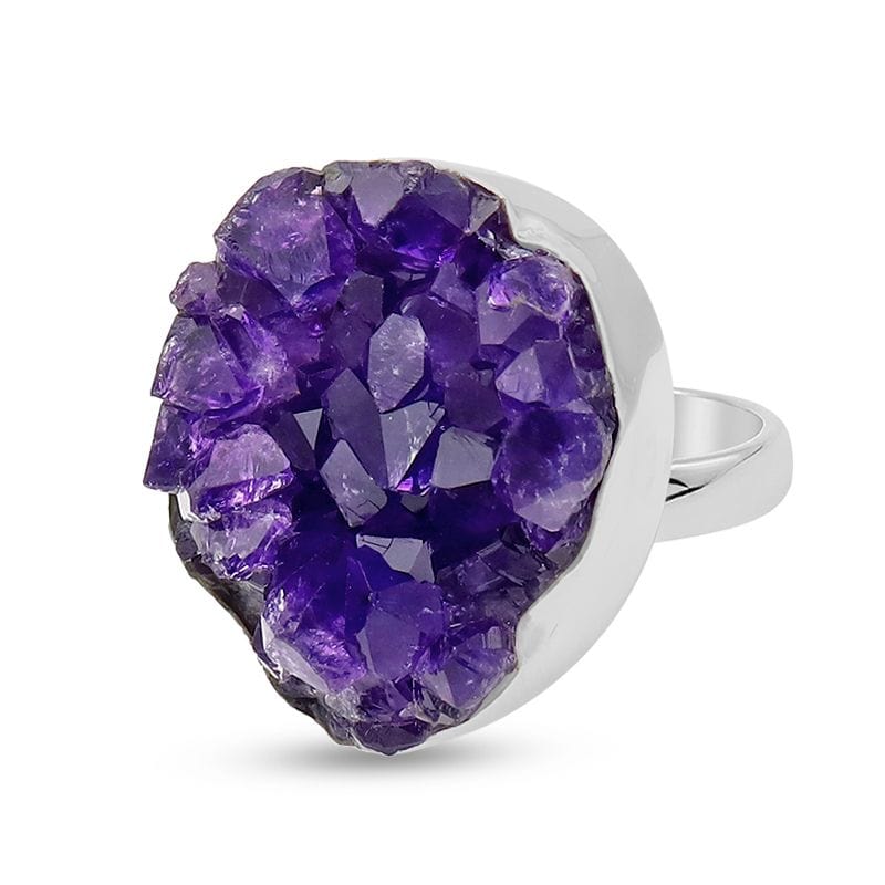 healing crystals: amethyst drusy sterling silver ring