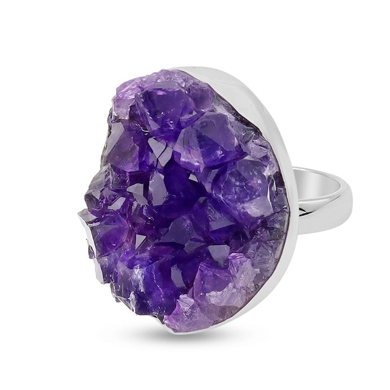 healing crystals: amethyst drusy sterling silver ring