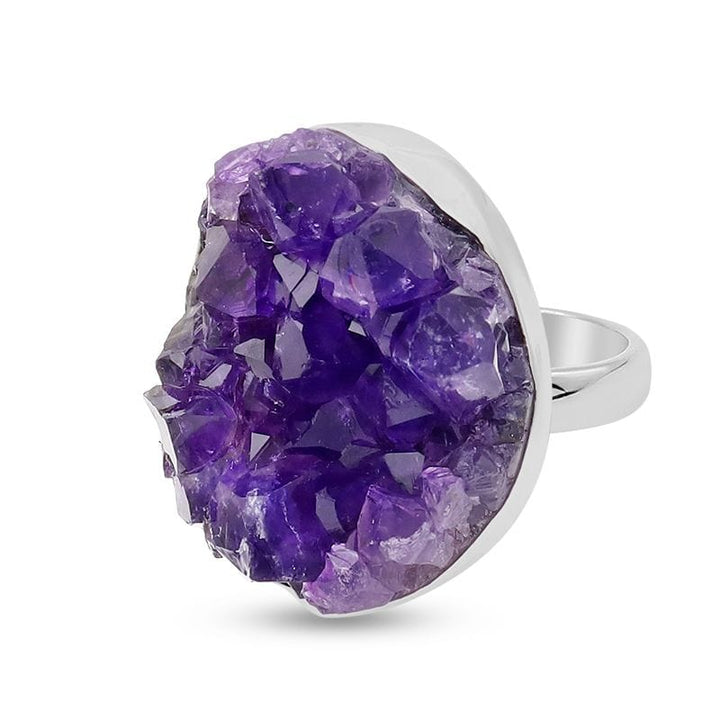 healing crystals: amethyst drusy sterling silver ring
