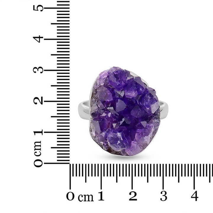Amethyst Drusy Sterling Silver Ring