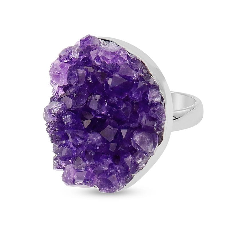 healing crystals: amethyst drusy sterling silver ring