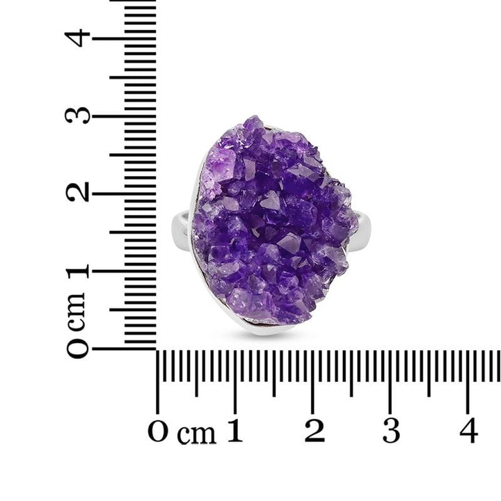 Amethyst Drusy Sterling Silver Ring