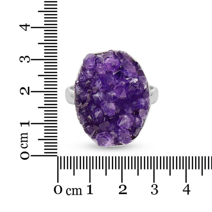 Amethyst Drusy Sterling Silver Ring