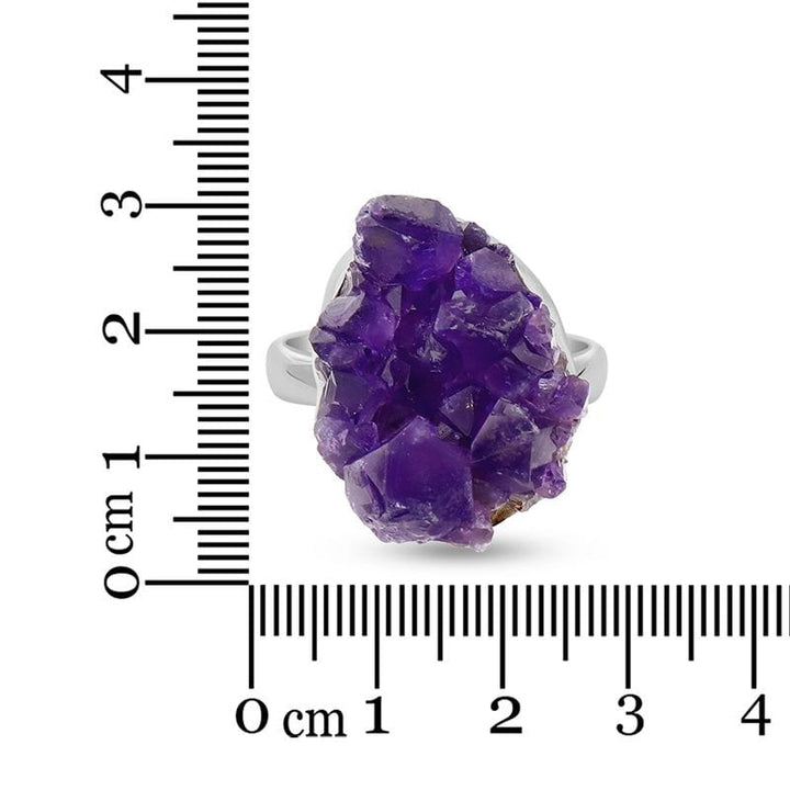 Amethyst Drusy Sterling Silver Ring