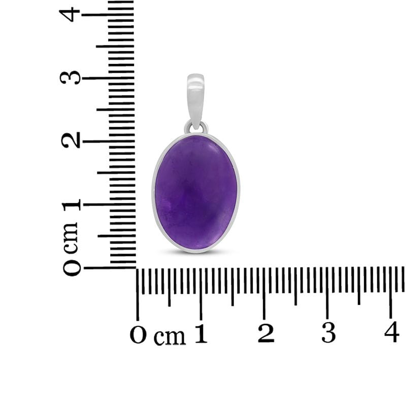 Amethyst Sterling Silver Oval Pendant