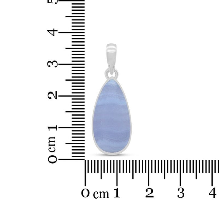 Blue Lace Agate Sterling Silver Pendant - Teardrop