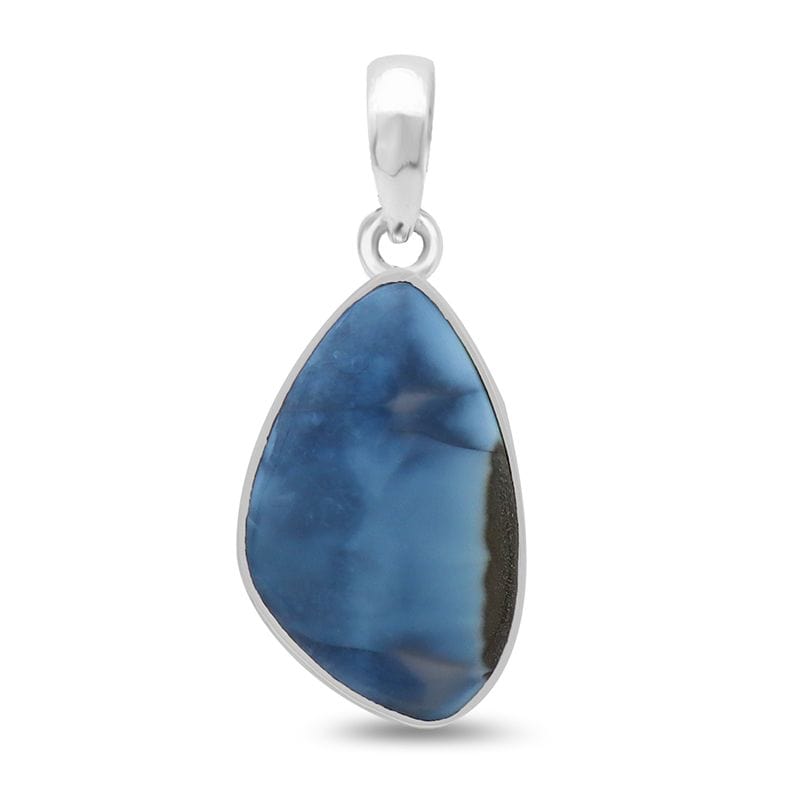 Blue Opal Sterling Silver Pendant - Free Form